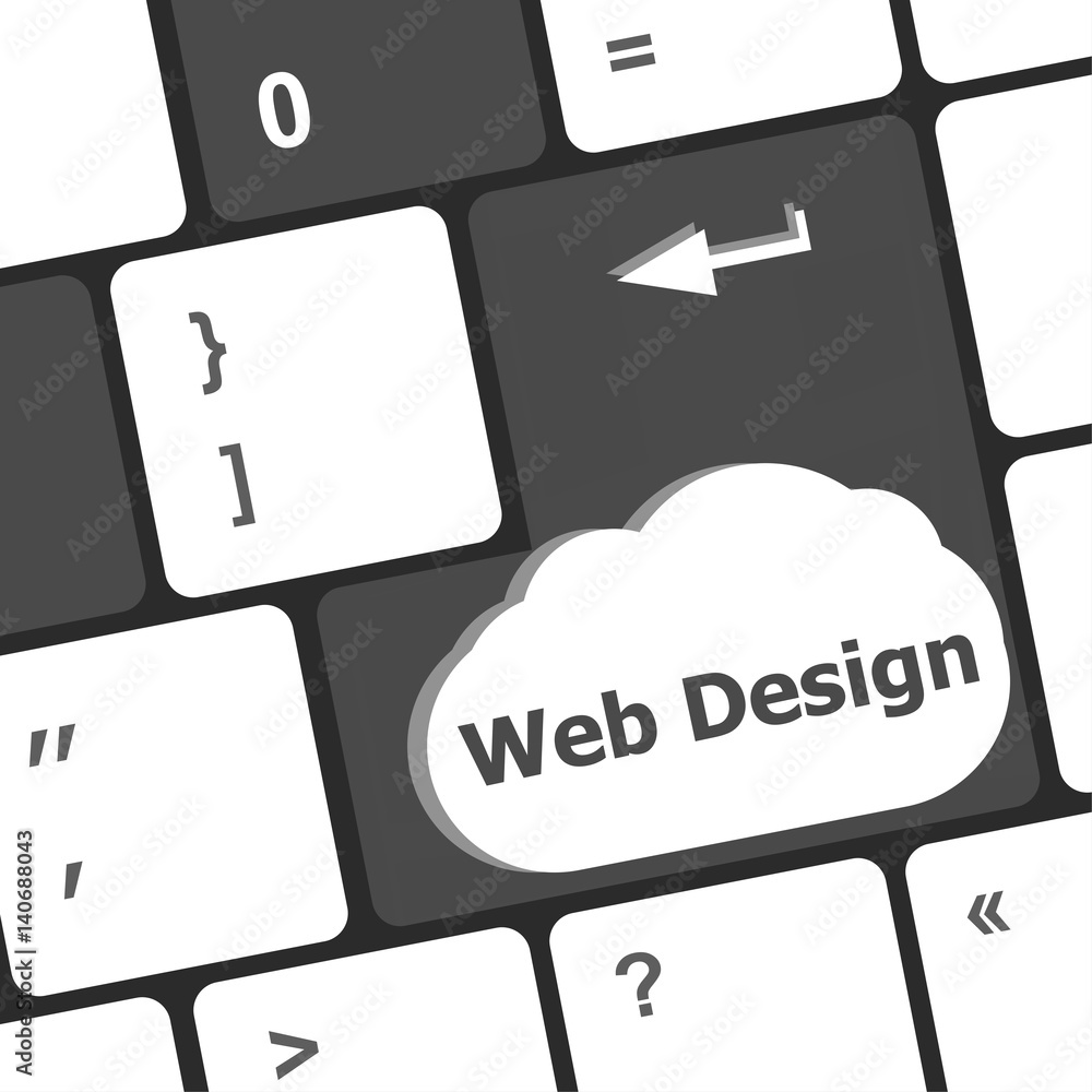 Poster web design text on a button keyboard key
