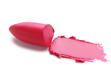 Red lipstick on a white background