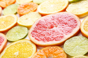 Citrus fruits on a white background