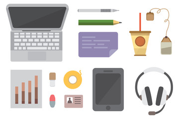 Creative office workplace illustrations modern flat style