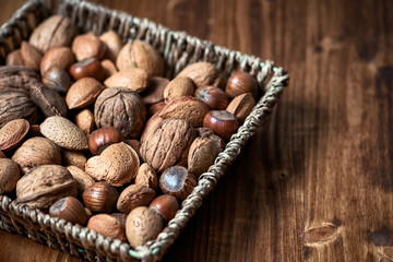 Wooden basket with natural snake