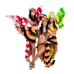 samba dancer team dancing isolated on white in full length