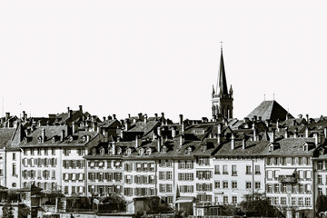 Old center of Bern cityscape view