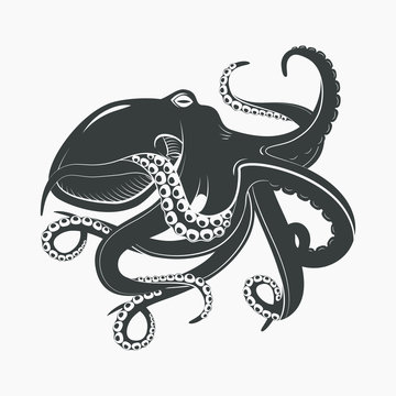 Octopus mascot or sea, ocean monster tattoo