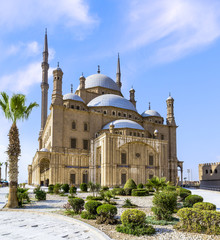 The Mohamed Ali mosque, located in the Saladin Citadel, on the Mokkatam hill in Cairo. - obrazy, fototapety, plakaty