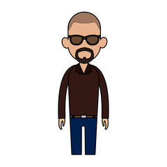 man with sunglasses and beard cartoon icon image vector illustration design
