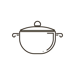 Isolated icon of pot with glass lid side view in line art style