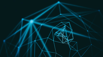 Modern abstract geometry surfaces, lines and points background, Used as digital wallpaper and technology background. 3d rendering