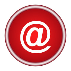 Email symbol. Round vector red icon. 