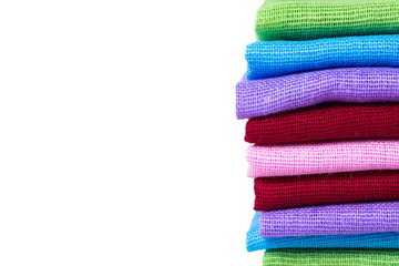 Fototapeta premium Texture of fabric material sample with isolated background