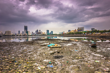 November 15, 2014: Panorama of the coast of Mumbai, India