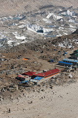 The view from the Kala Pattar on Gorak Shep and Khumbu glacier