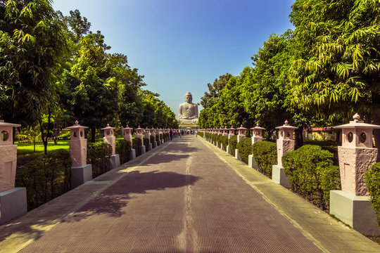 October 30, 2014: Way to the Great Buddha statue in Bodhgaya, India