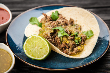 Mexican tacos with beef