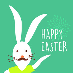 Happy Easter holiday hipster bunny card design