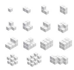 Poster  Isometric cubes for 3d designing.Cube isometric logo concept,vector illustration.Symbol with three-dimensional effect. © ira11998877