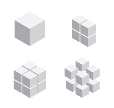  Isometric cubes for 3d designing.Cube isometric logo concept,vector illustration.Symbol with three-dimensional effect.