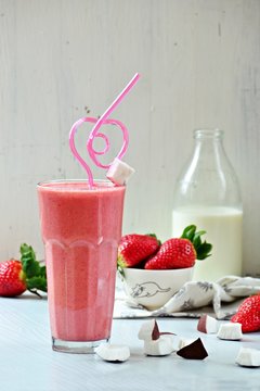 Strawberry and banana smoothie with coconut milk