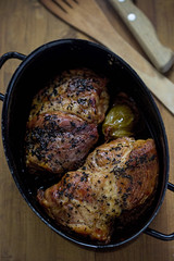 Roasted pork shoulder with onion