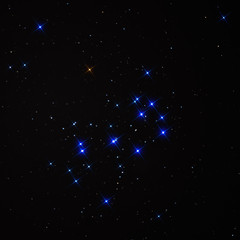 Open star cluster of Pleiades also called Messier 45 or M45