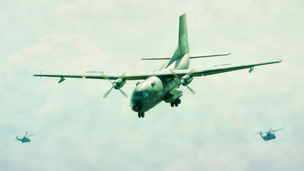 Approaching for landing of a cargo aircraft