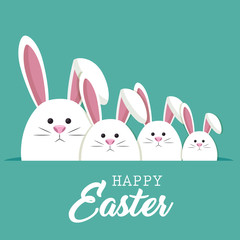 cute rabbit happy easter vector illustration design