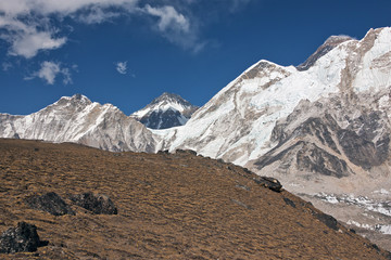 View of the Mt. Everest and Lingtren - Nepal