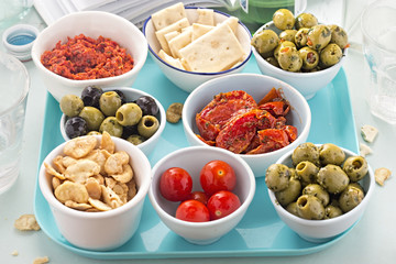 Spanish tapas on tray