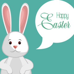cute rabbit happy easter vector illustration design