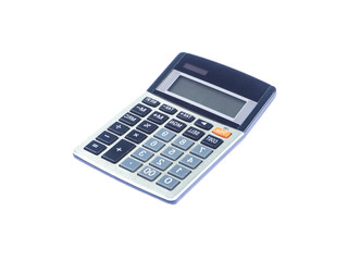 Gray mathematical calculator on isolated white background