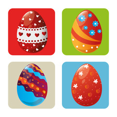 eggs painted easter celebration vector illustration design