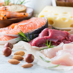 Assortment of healthy protein source and body building food