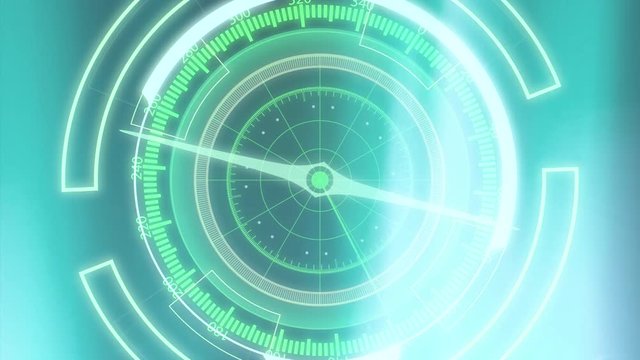 Moving compass shape graphic centred on cyan background