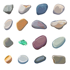 Vector sea stones isolated on white background