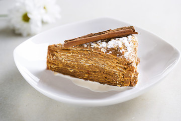 Slice of there milk cake