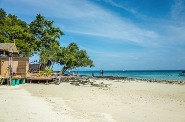 Beautiful view of the sandy beach area of Phuket, Thailand