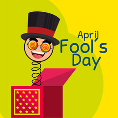 april fools day celebration card vector illustration design