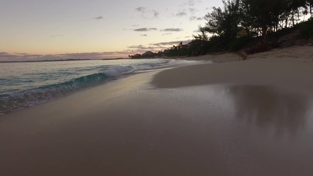 Aerial View of Waves in a Beach, Bahamas