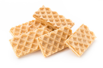 Waffle with crem isolated on white background.