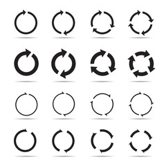 Set of black circle vector arrows.