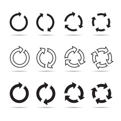 Set of black circle vector arrows.