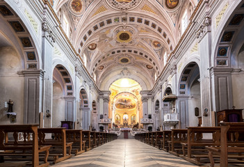 Fototapeta na wymiar Interior of Bosa Cathedral, Duomo di Bosa, province of Oristano, Sardinia region, Italy