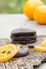 Candied orange slices covered with chocolate