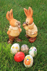 osternest vor zwei osterhasen