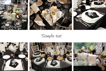 Wedding collage. Decoration for the wedding reception