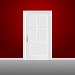 Closed door isolated on background. Vector entrance door