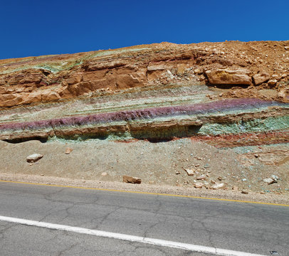 The road through the stained eilat mountain - Israel