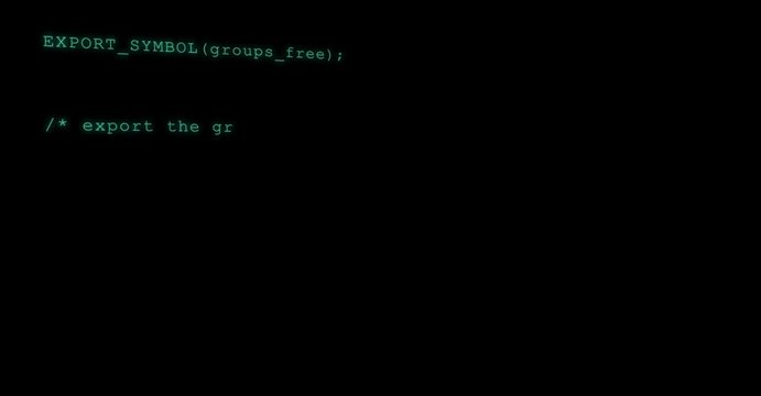 Programming code running down a computer screen terminal