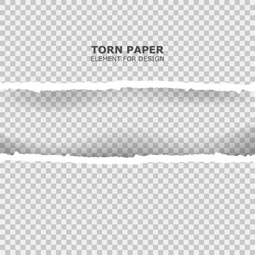 Seamless ripped paper and transparent background with space for text. Torn paper element for design vector illustration