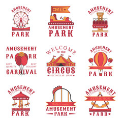 Set of amusement park logos